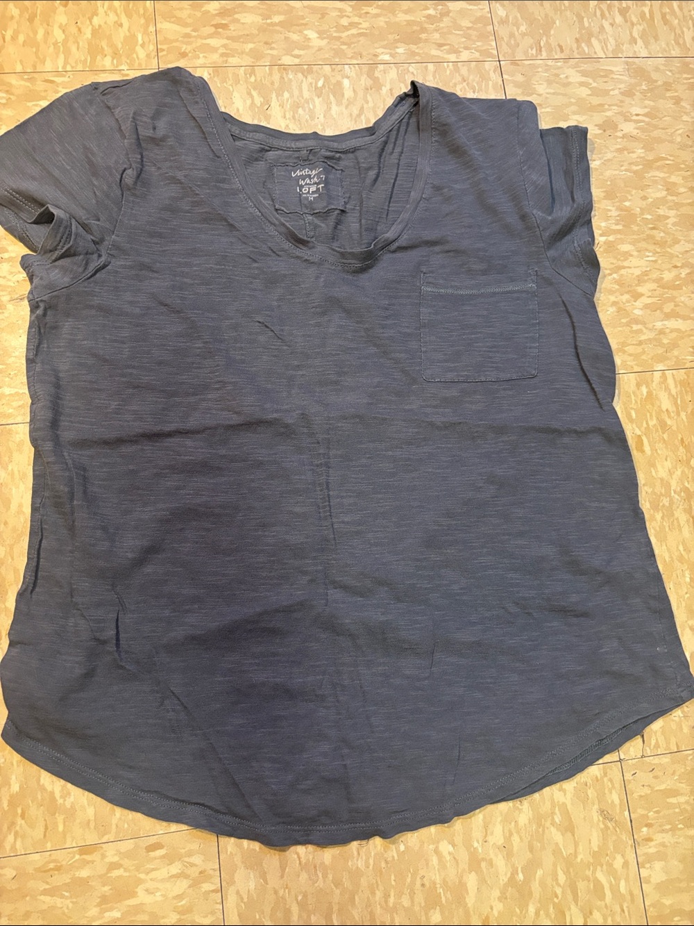 Vintage Navy Short Sleeve Scoop Neck Pocket Tee